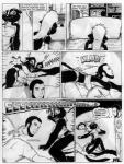 1998 4_toes anthro barefoot black_and_white bleed_through claws clothed clothing comic dialogue english_text feet female fur hair human james_m_hardiman jim_(jmh) mammal mephitid midriff monochrome natasha_(jmh) skunk text toes traditional_media_(artwork)