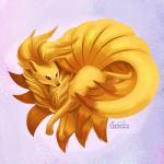 1:1 2016 ambiguous_gender canid canine digital_media_(artwork) digital_painting_(artwork) feral generation_1_pokemon mammal multi_tail ninetales nintendo pokemon pokemon_(species) solo tail tsaoshin