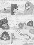 2008 arthos comic dialogue digitigrade duo english_text felid feral graphite_(artwork) greyscale kunei leovictor lion male male/male mammal monochrome nude pantherine quadruped tail text traditional_media_(artwork)