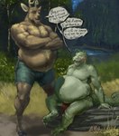 Rating: q
ID: 4959200
Date: 2024-08-02 17:34:06 -0400
Status: active
Score: 79
2024 abdominal_bulge anthro avian belly belly_hair big_belly bird body_hair bottomwear chest_hair chris_(eyeseedee) clothing crossed_arms deer demin_shorts dialogue duo english_text eyewear forest glasses grass hi_res kent_(pacific_coyote) lake lizard log male male/male mammal musclegut muscular nature nature_background outside overweight pacific_coyote painting_(artwork) plant reptile scalie shirtless shorts shrub signature sitting text tree tribal tribal_clothing vore wide_hips wood post #4959200