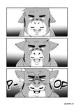 animal_humanoid anthro biped bovid bovid_humanoid bovine bovine_humanoid cattle cattle_humanoid comic coolietf ear_expansion expansion growth hi_res horn horn_growth hugo_bison human_to_anthro humanoid male mammal mammal_humanoid monochrome overweight overweight_anthro overweight_humanoid overweight_male snout snout_growth solo species_transformation text transformation