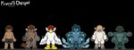 ambiguous_gender anthro avian bioluminescence bird black_background blonde_hair blue_body blue_hair bovid bovine brown_body brown_hair caprine cattle cave_spider cel_shading changed_(video_game) chicken chicken_(minecraft) cow_(minecraft) english_text feathers fur galliform gallus_(genus) glow_squid_(minecraft) glowing group hair hi_res human humanoid mammal microsoft minecraft mojang multi_eye pants_only phasianid puppetmaster13uwu red_hair shaded sheep sheep_(minecraft) simple_background text white_body xbox_game_studios