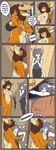 2023 absurd_res against_surface against_wall anthro antlers big_breasts blush breasts brown_hair bulge butt clothed clothing comic deer dialogue duo english_text eyes_closed felid female femboy fur genitals grey_body grey_fur grey_hair hair hi_res horn interspecies lacie_krause larger_female male male/female mammal nipple_piercing nipples nude orange_body piercing size_difference smaller_male speech_bubble text the_boy_(the_man) the_man topwear vest white_body white_fur