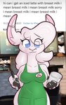 Rating: q
ID: 2942329
Date: 2021-09-24 13:08:47 -0400
Status: active
Score: 69
absurd_res anthro apron apron_only barista breasts camelid clothed clothing container cup dialogue_box digital_media_(artwork) ear_piercing english_text female green_apron green_clothing hi_res holding_container holding_cup holding_object holding_pen i_mean_breast_milk industrial_piercing leah_(leo_llama) leo_llama llama looking_at_viewer mammal meme mostly_nude nonbinary_(lore) number pen piercing repeated_text shaded solo standing starbucks text time timestamp post #2942329