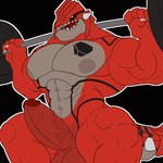 1:1 abs animated balls barazoku biceps big_biceps big_muscles big_pecs big_penis erection exercise fur generation_3_pokemon genitals groudon huge_penis legendary_pokemon male morinetsu multicolored_body muscular muscular_male nintendo obliques pecs penis pokemon pokemon_(species) red_body short_playtime solo teeth telegram_sticker weightlifting workout