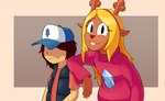 accessory adolescent anthro arm_support blonde_hair buckteeth clothing cosplay crossover crossover_cosplay deer deltarune dipper_pines disney duo female freckles gravity_falls hair hat headband headgear headwear hi_res hidden_eyes hitsuji human kris_(deltarune) leaning_on_another leaning_on_elbow looking_at_viewer mabel_pines male male/female mammal noelle_holiday red_nose shirt simple_background snowgrave sweater teeth topwear undershirt undertale_(series) vest young young_anthro young_female young_human young_male