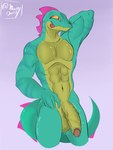 abs anthro big_penis epic_games foreskin fortnite genitals hi_res lizard lizzik_(fortnite) male male/male moonydoony penis reptile scales scalie solo tail vein