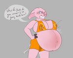 angry anthro banana_bus_crew belly belly_blush big_belly big_breasts birth blush bodily_fluids body_blush breasts clenched_teeth clothed clothes_stretching clothing dialogue domestic_pig female fingers hi_res hooters hooters_uniform hooved_fingers hooves huge_breasts hyper hyper_pregnancy i_am_wildcat labor lactating lactating_through_clothing live_birth looking_at_viewer mammal navel navel_outline outie outie_navel parody pig_snout pregnant pregnant_anthro pregnant_female profanity speech_bubble suid suina sus_(pig) talking_to_another talking_to_viewer teeth text vaginal_birth valenpornarc water_break wet wet_clothing