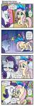 2016 blue_eyes bodily_fluids comic crying cutie_mark day dialogue ellipsis english_text equid equine exclamation_point feathered_wings feathers female feral fluttershy_(mlp) four_frame_image four_frame_sequence friendship_is_magic group hair hasbro hi_res horn mammal my_little_pony mythological_creature mythological_equine mythology open_mouth outside pegasus pencils_(artist) pink_hair purple_hair question_mark rarity_(mlp) tears text unicorn wings