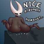 Rating: q
ID: 5586695
Date: 2025-05-20 18:12:43 -0400
Status: active
Score: 83
1:1 2_horns 3_fingers arthropod artist_name big_breasts biped black_body black_eyes black_skin black_text breasts dehromansfw dialogue ellipsis english_text exposed_breasts fair_argument_(meme) featureless_breasts female fingers hi_res hollow_knight horn hornet_(hollow_knight) meme motion_lines nude sagging_breasts shaded solo sound_effects team_cherry text white_head white_text post #5586695