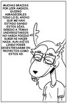 anthro border braces buckteeth deer dialogue eyewear female fur glasses hair half-closed_eyes hi_res horn long_hair mammal monochrome narrowed_eyes renita_reed renita_reed_(character) self_insert solo spanish_text teeth text translated white_body white_border white_fur