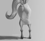 absurd_res akeno_(itsnafulol) anthro big_butt butt butt_focus clothed clothing dress equid equine female greyscale hi_res hooves horse mammal monochrome raised_tail rear_view solo sunstripe tagme tail wide_hips