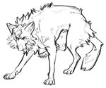 ambiguous_gender black_and_white canid canine canis feral full-length_portrait hi_res mammal monochrome portrait sketch solo wirepup wolf