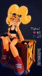 3d_(artwork) absurd_res activision anthro bandicoot black_bra black_clothing black_panties black_underwear box bra breasts clothing coco_bandicoot container crash_bandicoot_(series) digital_media_(artwork) ear_piercing female hi_res looking_at_viewer mammal marsupial panties piercing solo strip_meme toxic_inkie training_bra underwear