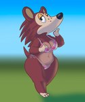 animal_crossing anthro bikini clothing coyoteesquire curvy_figure female hi_res nintendo sable_able solo swimwear two-piece_swimsuit