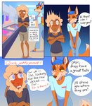 3_panel_comic anthro blue_hair blush bodily_fluids bottomwear bovid brown_body brown_fur canid canine caprine cheek_tuft clenched_teeth clothing comic dani_(heresvix) denim denim_bottomwear denim_clothing dialogue duo english_text facial_tuft femboy fox fur hair half-closed_eyes heresvix hi_res jeans male mammal narrowed_eyes orange_body orange_fur pants sheep shirt shorts speech_bubble t-shirt tail tail_motion tailwag tan_body tan_fur tan_hair tears teary_eyes teeth text topwear tuft wide_eyed wool_(fur) wool_hair yellow_sclera