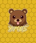 absurd_res beady_eyes bear brown_body brown_fur conditional_dnp fur hi_res honeycomb_(pattern) looking_at_viewer mammal meme open_mouth pedobear simple_background tan_inner_ear tricksta yellow_background yikes