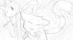 16:9 :3 animal_crossing anthro bandanna blush bodily_fluids bust_portrait cat_smile clothed clothing dialogue_in_description domestic_cat dragonweirdo duo eyes_closed felid feline felis female greyscale half-length_portrait hand_on_face happy hi_res kerchief lolly_(animal_crossing) looking_at_viewer male mammal marshal_(animal_crossing) monochrome neckerchief nintendo one_eye_closed open_mouth portrait rodent scarf sciurid simple_background sweat sweatdrop tail teeth topwear tree_squirrel widescreen