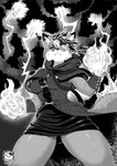 absurd_res anthro black_and_white canid canine cloak clothing comic electricity emberfox english_text female fennec_fox fox hi_res lightning magic_user mammal manga_style monochrome murazaki solo sorcery storm text true_fox witch