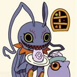 1:1 animated bandai_namco dessert digimon digimon_(species) duo feral food humor keramon keratayokichi no_sound plate pudding purple_body short_playtime tentacles tsumemon webm