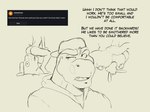 4:3 absurd_res anthro asinus ask_blog backwards_baseball_cap backwards_hat baseball_cap clothing dialogue dinosaur donkey duo english_text equid equine facesitting hat headgear headwear hi_res humor larger_male line_art male male/male mammal multiple_images paul_(zourik) prehistoric_species reptile scalie sitting_on_another size_difference sketch smaller_male solo_focus text thomas_(zourik) zourik