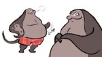 :3 absurd_res anthro belly big_man_(splatoon) bottomwear clothing fish grey_body hi_res male manta_ray marine nintendo overweight pupils ray_(fish) shorts slit_pupils smile solo speckled_body splatoon stingray wafaaaahhh