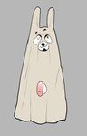 anthro bedsheet_ghost clothing costume genitals halloween halloween_costume hi_res holidays holt_harrington lagomorph leporid male mammal meme nekothesaber penis rabbit simple_background solo