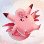 1:1 2016 ambiguous_gender clefable digital_media_(artwork) digital_painting_(artwork) generation_1_pokemon nintendo pokemon pokemon_(species) solo tsaoshin