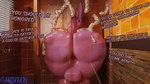 16:9 3d_(artwork) against_surface alien anthro balls big_butt blender_(artwork) bubble_butt butt camseven champa digital_media_(artwork) domestic_cat dragon_ball dragon_ball_super ears_up felid feline felis first_person_view fur genitals hi_res huge_butt male mammal on_glass purple_body purple_fur shower soap solo talking_to_viewer teeth text widescreen yellow_sclera