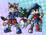 2024 4:3 5_fingers anthro bandai_namco bandanna big_ears black_eyes blinx blinx_the_time_sweeper blue_bottomwear blue_clothing blue_eyewear blue_goggles blue_hat blue_headwear blue_jacket blue_pants blue_topwear boots bottomwear clothing colored cozenveil crossover curled_hair dipstick_ears dipstick_tail domestic_cat duo ear_bands ear_markings eyewear eyewear_on_head felid feline felis fingers footwear fur furgonomics gem gesture gloves goggles goggles_on_head gradient_background green_gem green_sclera hair hand_gesture hand_on_hip hand_on_own_hip hand_on_weapon handwear hat headgear headwear hi_res holding_object holding_ring holding_weapon jacket kerchief klonoa klonoa_(series) long_whiskers looking_at_viewer male mammal markings melee_weapon microsoft multicolored_body multicolored_ears open_mouth orange_body orange_fur orange_stripes oversized_object pants pattern_background pockets pupils raised_finger raised_index_finger red_boots red_bottomwear red_clothing red_footwear red_pants red_shirt red_topwear redesign ring shaded sharp_teeth shirt shoes short_pants signature simple_background slit_pupils smile smiling_at_viewer standing striped_body stripes tail tail_markings tan_face tan_tail_tip teeth topwear two_tone_body weapon weapon_on_back whiskers white_boots white_clothing white_ear_tips white_footwear white_gloves white_handwear white_inner_ear xbox_game_studios yellow_clothing yellow_eyes yellow_gloves yellow_handwear