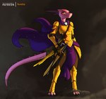 Rating: s
ID: 5604167
Date: 2025-05-28 09:57:22 -0400
Status: active
Score: 48
abstract_background accessory anthro armor backpack bag billowing_cape cape clothing dust_cloud female feretta furgonomics hi_res horn kobold looking_at_viewer marun_(reaperonico) melee_weapon pink_body potion scalie solo sword tail tail_accessory tail_bag three-quarter_view vial walking_cane weapon yellow_eyes post #5604167
