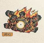 1_eye 2016 alternate_color alternate_species ambiguous_gender elemental_creature english_text fakemon fire fire_creature firefightdex floating front_view full-length_portrait generation_1_pokemon hatching_(art) hi_res magnemite marco_fanjul marker_(artwork) mineral_fauna mixed_media nintendo not_furry nude pen_(artwork) pokemon pokemon_(species) portrait rock shaded shadow simple_background solo text toony traditional_media_(artwork) white_background