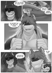 anthro arc_(sush1d0g3) canid canine canis comic domestic_dog duo english_text fish hi_res ken_(sush1d0g3) male male/male mammal marine monochrome shark sush1d0g3 text