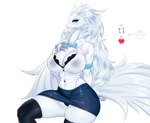 anthro big_breasts blue_eyes bottomwear breasts cleavage clothed clothing dragon female fluffymonsterart fur generation_5_pokemon hair hi_res legendary_pokemon legwear long_hair mythological_creature mythological_scalie mythology nintendo pencil_skirt pokemon pokemon_(species) pokemorph reshiram scalie simple_background skirt solo stockings tail thigh_highs white_body white_fur white_hair