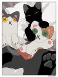 2022 ambiguous_gender black_body domestic_cat eyes_closed felid feline felis feral hi_res mammal pawpads plushie solo urushi_(yorozumaru) whiskers yorozumaru