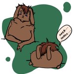 1:1 2024 5_fingers anthro bangs bent_arm brown_body brown_fur brown_hair colored_sketch dewlap_(anatomy) dialogue digital_media_(artwork) ellipsis english_text female fingers flat_colors floppy_ears fur hair head_on_dewlap lagomorph leporid long_ears mammal medium_hair rabbit releasethebuns simple_background sketch solo speech_bubble text thin_eyebrows tired tired_eyes