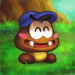 1:1 2016 baseball_cap blush brown_body clothing cortoony digital_drawing_(artwork) digital_media_(artwork) eyes_closed goomba goombario grainy happy hat headgear headwear mario_bros nintendo open_mouth open_smile outside paper_mario paper_mario_(2000) plant smile solo standing tree waddling_head