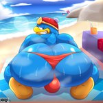 1:1 absurd_res anthro avian bandana_waddle_dee beak big_butt bird butt condom duo genitals group hi_res huge_butt king_dedede kirby kirby_(series) male murderdroid_(artist) nintendo nipples non-mammal_nipples penis sexual_barrier_device slightly_chubby slightly_chubby_male solo_focus trio waddle_dee