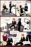 3d_(artwork) anthro clothed clothing comic computer dialogue digital_media_(artwork) duo electronics english_text female furniture gynecological_chair hi_res hospital lennox_(mynka) medical_fetish medical_instrument medical_play mynka raelynn_(mynka) scientific_instrument speech_bubble text trans_(lore) trans_woman_(lore) work_clothes work_uniform