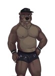 2023 anthro biped black_boxer_briefs black_clothing black_headwear black_underwear blue_eyes boxer_briefs brown_body brown_fur burrserk cigarette clothing countershade_face countershade_torso countershading ear_piercing ear_ring echo_(game) echo_(series) echo_project facial_piercing fur grey_nipples grey_nose headgear headwear hi_res jewelry jolly_roger lip_piercing looking_at_viewer male male_anthro mammal multicolored_body multicolored_fur mustelid necklace nipples otter piercing portrait ring_piercing simple_background slightly_chubby slightly_chubby_anthro slightly_chubby_male solo sydney_bronson three-quarter_portrait two_tone_body two_tone_fur underwear whiskers white_background wristband x_marks_the_spot