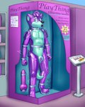 4:5 absurd_res animate_inanimate anthro bdsm blue_body blue_countershading container countershade_torso countershading dildo for_sale handle handles_on_hips handles_on_shoulders hi_res in_container in_package inflatable inside latex latex_transformation living_inflatable living_pool_toy living_sex_doll lock_bulge male mammal mustelid neatnick nude null_bulge otter packaging penetrable_sex_toy_in_mouth pool_toy purple_body restrained sex_toy solo standing toyholes transformation