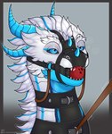 Rating: q
ID: 5546691
Date: 2025-05-03 17:30:17 -0400
Status: active
Score: 13
accessory arti-ramon artist_name ball_gag bdsm blue_eyes bondage bound bridge clothing collar dragon european_mythology feral fur furred_wyvern gag head_bondage headshot_portrait hi_res horn leash leashed_collar male markings multicolored_body muzzle_(object) muzzle_gag muzzled mythological_creature mythological_scalie mythology portrait scalie simple_background solo spikes text url western_dragon white_body white_fur whute_body wyvern post #5546691