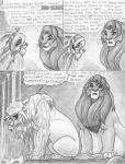 2008 arthos belly big_belly black_and_white comic dialogue digitigrade english_text felid feral leovictor lion male mammal monochrome pantherine pregnant pregnant_male quadruped shaded sykur tail tail_tuft text tuft water