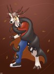 anthro antlers biped cervine deer diethyl fingers fur fur_growth growth hi_res hooved_fingers hooves horn human human_to_anthro leaf male mammal mid_transformation punch_(character) solo species_transformation specimen_8 spooky's_jump_scare_mansion transformation