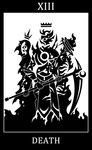 2015 all-death_(scp_foundation) black_and_white black_border border brother_(lore) brothers_(lore) card card_template death_(tarot) digital_drawing_(artwork) digital_media_(artwork) elemental_creature elemental_humanoid english_text fire fire_creature fire_humanoid fortune_telling great_death_(scp_foundation) group humanoid major_arcana male monochrome roman_numeral scp_foundation sibling_(lore) silhouette simple_background small_death_(scp_foundation) sunnyclockwork tarot tarot_card text three_brothers_of_death trio white_background white_text