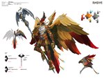 2013 4:3 accipitrid accipitriform anthro armadyl armor avian aviansie bird concept_art deity english_text male multi_wing neil_richards official_art runescape solo staff text warrior wings