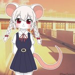 1:1 absurd_res anthro braided_hair clothing female hair hi_res kawaiirosiechan mammal murid murine pigtails rat rodent school school_uniform solo uniform