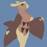 1:1 anthro anthrofied areola avian beak big_breasts biped bird breasts brown_body brown_fur erect_nipples feathered_wings feathers female fur generation_2_pokemon genitals half-closed_eyes hi_res looking_at_viewer narrowed_eyes nintendo nipples noctowl non-mammal_breasts non-mammal_nipples nude pokemon pokemon_(species) pokemorph posexe presenting pussy red_eyes side_boob simple_background solo standing wings