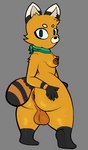 akai_(ninjin_clash_of_carrots) anthro anus areola balls bandanna big_balls breasts brown_anus brown_areola butt butt_grab canid canine chest_tuft ears_up feet fox fur genitals green_eyes gynomorph hand_on_butt intersex kerchief krisfe looking_at_viewer mammal multicolored_body multicolored_fur ninjin_clash_of_carrots orange_body orange_fur solo tail tuft white_body white_fur