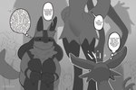 2024 ambiguous_gender anthro crouching dialogue eevee eeveelution english_text espeon female feral flareon fur generation_1_pokemon generation_2_pokemon generation_4_pokemon generation_9_pokemon grey_background greyscale group hi_res long_ears lopunny lucario male meowscarada monochrome neck_tuft nintendo pokemon pokemon_(species) samu_(sincastermon) simple_background sincastermon telek_(sincastermon) text thought_bubble tuft vine_(sincastermon)